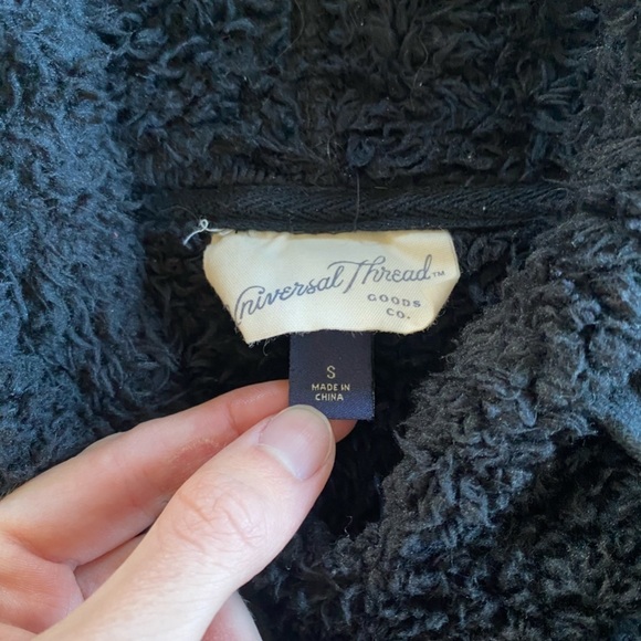 Universal Thread Sherpa Fleece Hoodie Black Sz Small Sweatshirt Winter Lounge - Picture 4 of 7